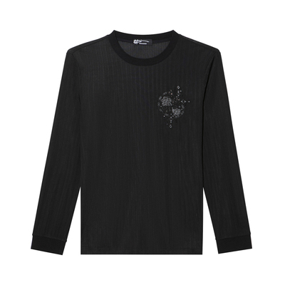 胸前Logo圆领长袖针织T恤