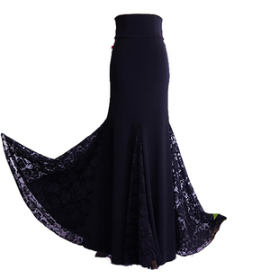 西班牙弗拉门戈舞裙女2025新款高弹高腰挪威麻插片大摆裙DTT12