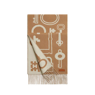 【自营】99新未使用Hermes/爱马仕皮革羊绒绒线围巾男女丝巾