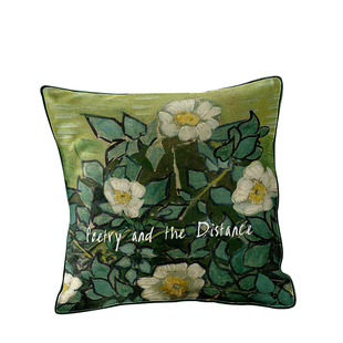 蔷薇油画墨绿大抱枕ins北欧风沙发靠枕方形枕套靠垫套床头大靠背
