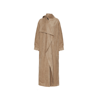 APOZi collection/牧人山海/原创设计感飘带外套沙丘双面麂皮大衣