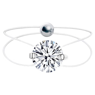 原创隐形戒臂!人鱼之泪裸钻镶嵌式D色莫桑钻石戒指裸感1克拉925银