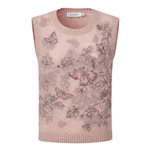 [蝶语生花系列]VGRASS100全羊绒重工绣花针织马甲秋季新款