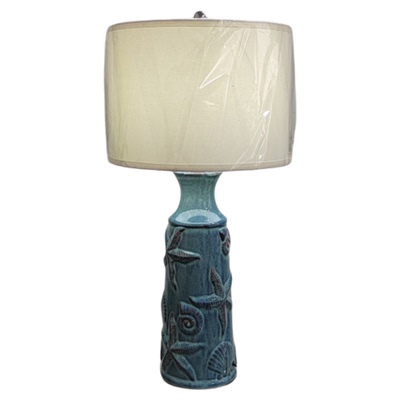 出口彩色图案釉陶瓷台灯手绘花鸟陶瓷大号台灯外贸美国高档卖场