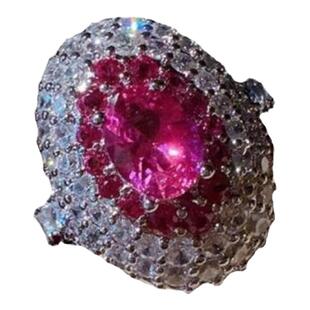 法拉赫胭脂洋红宝石项链 帕帕拉恰 镀18K金 艳彩玫瑰蛋形锆石耳环