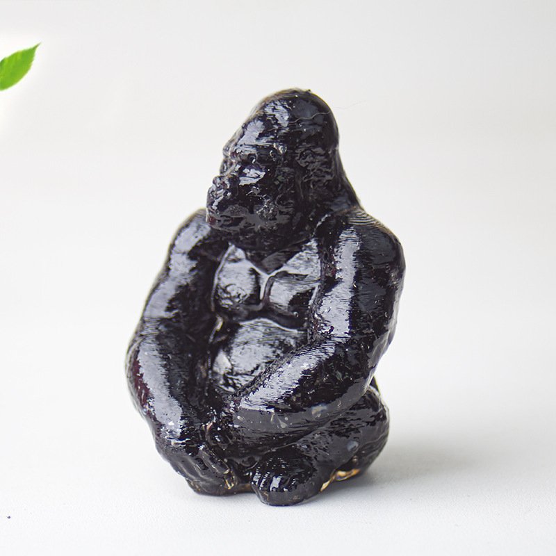 树脂加天然水晶石制作的桌面绿植大猩猩办公雕像装饰摆件家居