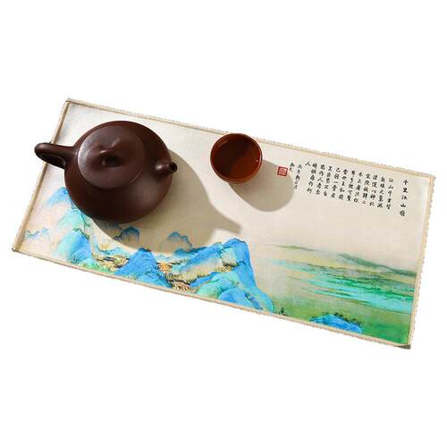 茶巾布吸水高档麂皮绒长条茶垫桌布中式高级感防水养壶巾茶具配件
