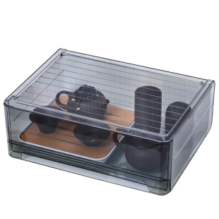 茶具茶杯收纳盒防尘抽屉公道杯盖碗杯子置物架功夫茶壶带盖展示柜