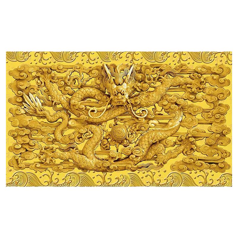 捷域仿浮雕木龙祥云墙纸