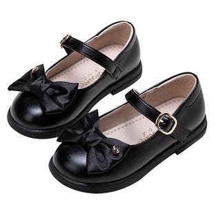 富罗迷女童黑色皮鞋儿童鞋子春季新款软底洋气女孩演出礼服公主鞋