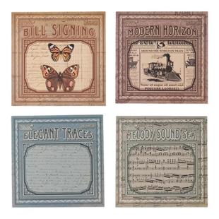 欧风册韵素材本30张欧式复古旋律乐谱票据信件DIY素材装饰打底