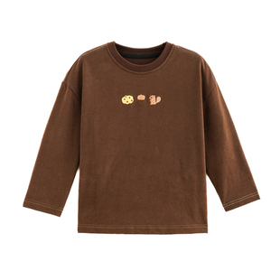 砚台家儿童纯棉条纹长袖T恤春秋新款男童圆领打底衫小童森系上衣