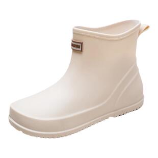 四季加棉平底厨房轻便短筒洗车百搭防水鞋女雨鞋女雨靴户外穿休闲
