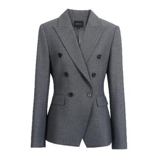 OFFIY-高级专业感 收腰显瘦羊毛灰色职业西装女正装套装25秋新款