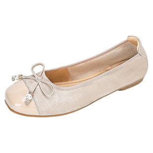 蛋卷鞋女真皮羊皮女鞋2026新款春季软底妈妈鞋休闲单鞋平底奶奶鞋