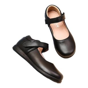女童黑色真皮鞋演出鞋真皮表演鞋公主鞋礼服儿童学生软底单鞋校鞋