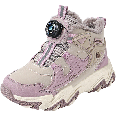 安奈儿女童运动鞋户外登山鞋加绒