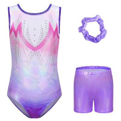 Amazon儿童体操服渐变贴钻芭蕾舞练功服连体衣Girl Kid Leotard