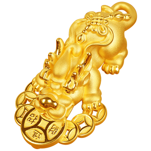黄金霸气大貔貅吊坠足金3D硬金男女款金钱招财纳福项链金饰礼物