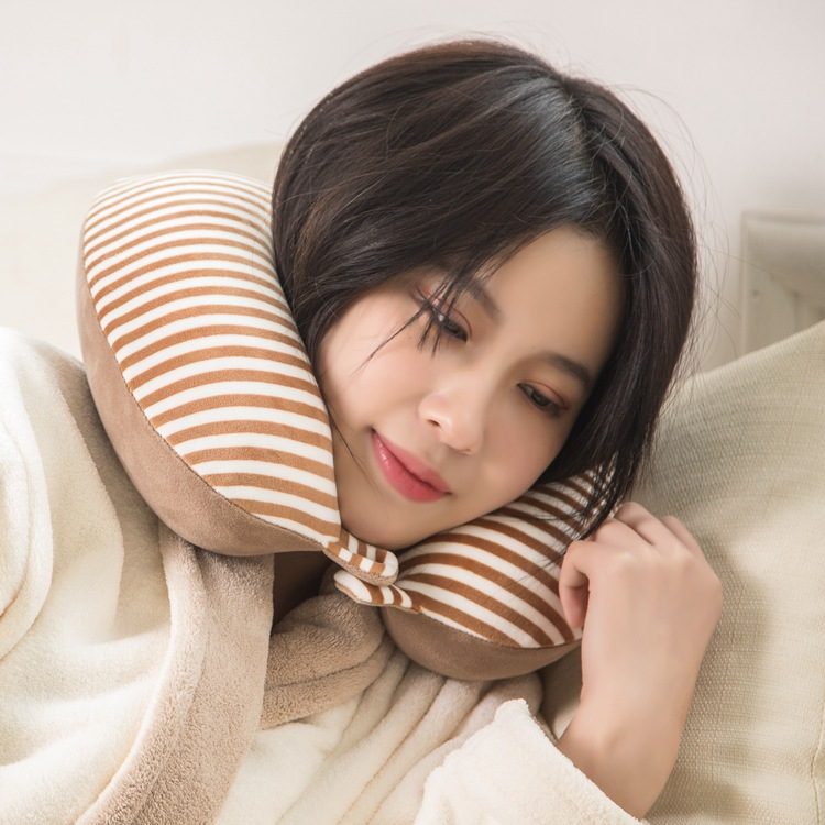 新款直销u型枕记忆棉慢回弹护颈枕脖枕午休旅行枕午睡枕logo条纹U