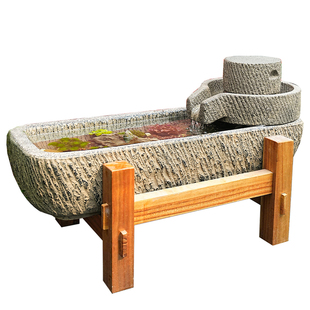 庭院阳台户外流水摆件循环水景室外鱼池仿石磨盘假山造景院子布置