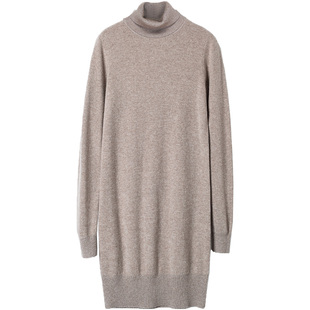 高领毛衣女加厚中长款羊毛衫宽松内搭秋冬100纯山羊绒打底衫外穿