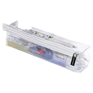 kokuyo国誉高透明PVC笔袋学生中考场考试用对开式开口大容量文具袋一目了然收纳笔盒