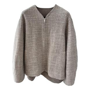 奢牌同源 意大利进口骆马绒 老钱V领廓形大衣女羊毛羊绒毛呢外套