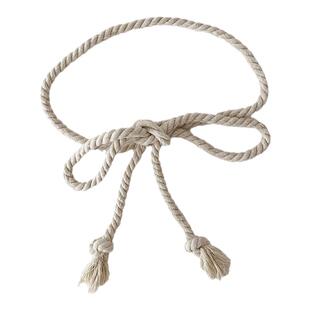 日系白色粗麻绳简约皮带女百搭腰带女士装饰配连衣裙大衣腰绳女款