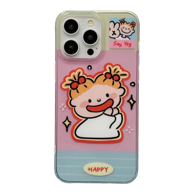 卡通可爱童真小女孩带爱心挂绳适用苹果15手机壳iPhone16ProMax新款15pro防摔13女款小众12硅胶14pro全包软壳