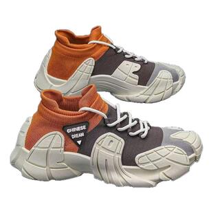 鞋子男春夏季网面透气老爹鞋厚底防滑轻便户外运动休闲一脚蹬潮鞋