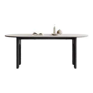 奥古斯特悠然复古实木餐桌长方形设计师款法式轻奢高端岩板餐桌