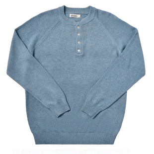 柴米亨利领针织毛衣休闲打底衫秋冬新款重磅条纹插肩袖套头上衣