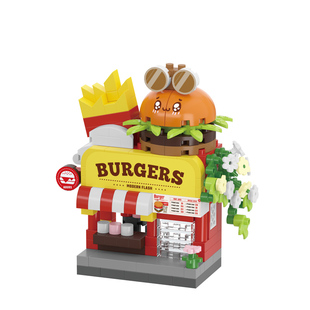 潮乐创城市街景积木建筑桌面摆件益智拼装儿童玩具男女孩生日礼物