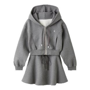 SNIDEL春夏款短款连帽卫衣外套A字半身短裙套装SWCO251135