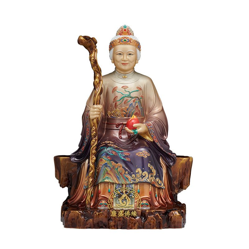 泰山奶奶全铜彩绘摆件