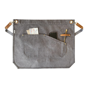 美式半身围裙女定制logo工作服男复古短款围腰咖啡师奶茶店理发师