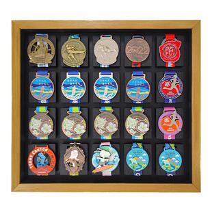 马拉松奖牌展示架keep金牌收纳框荣誉奖牌架跑步体育运动实木挂墙