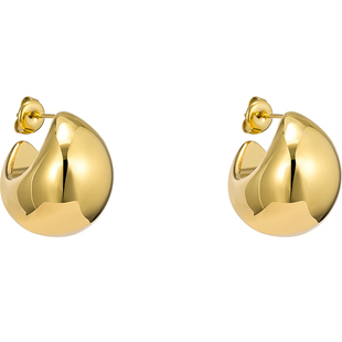 宋慧乔同款2022网红爆款耳环圈圈法式金球半圆ins极简耳饰高级感