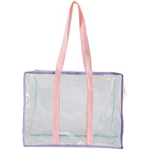 大容量透明果冻包夏季沙滩包防水包便携外出手提袋子网红游泳包女