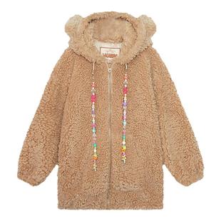 【商场同款】LALABOBO25年冬新款连帽羊羔毛上衣可爱考拉毛绒外套