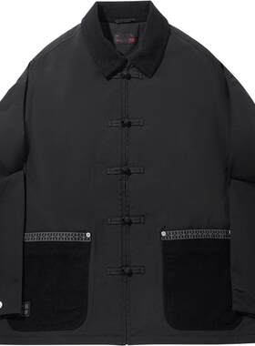 中国李宁翻领男刺绣短棉服运动服