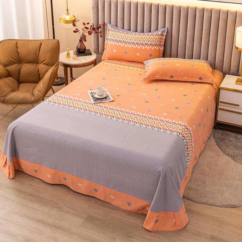 纯棉磨毛床单单件春秋加厚保暖床品单双人宿舍简约全棉布料被单子