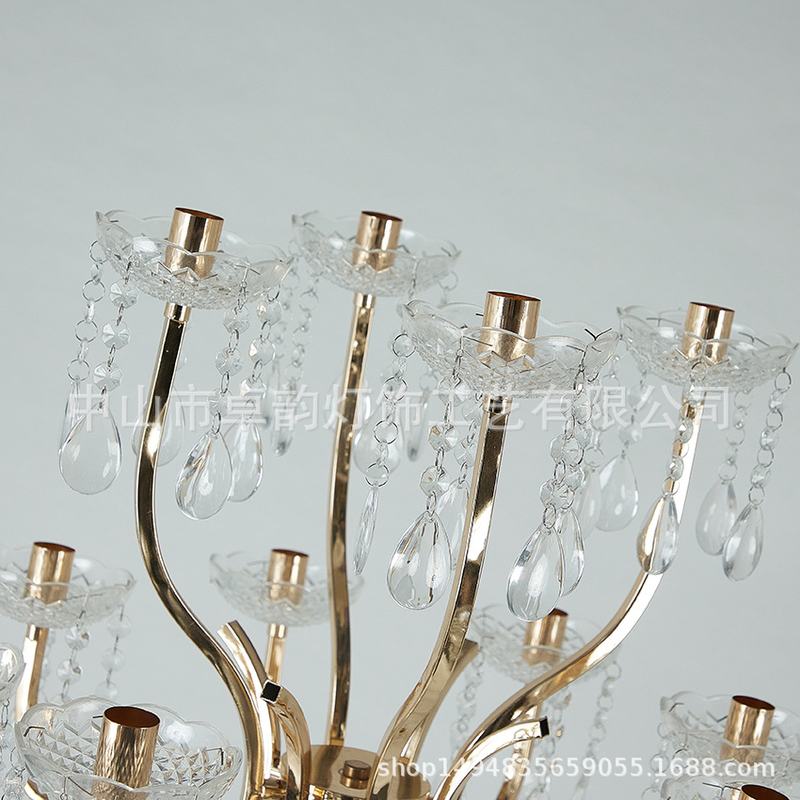 新款婚庆道具婚礼堂烛台摆件酒店舞台装饰用品浪漫珠帘烛台路引