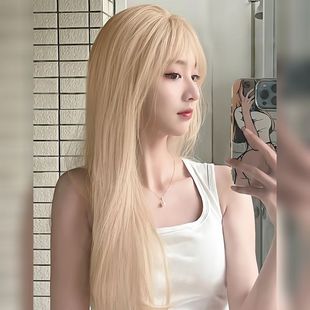 星程假发女长发自然仿真轻薄假发夏温柔白金色韩系长直发全头套式