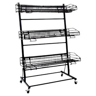 超市促销车关联甩货车饮料陈列水果架可移动展示多层网架铁艺货架