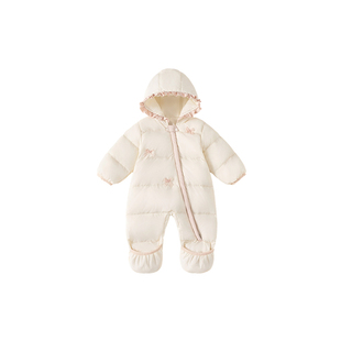 婴儿羽绒服小宝宝外出90白鸭绒连体衣2025冬季新款童装连体羽绒服