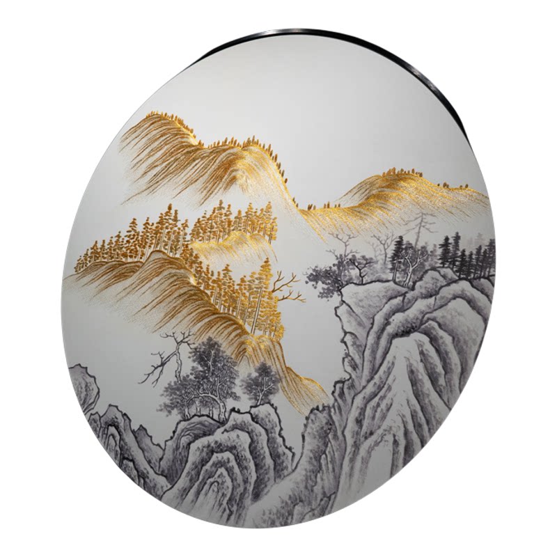 纯手工苏绣山水画局部刺绣挂画玄关客厅成品装饰画金山富水可定制