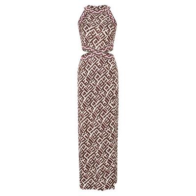 [摩登针织]DVF2026春夏新款棕色迷宫几何腰部挖剪连衣裙DS1U029