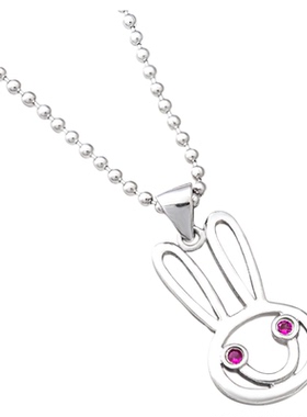 兔子吊坠925纯银女镂空镶嵌学生